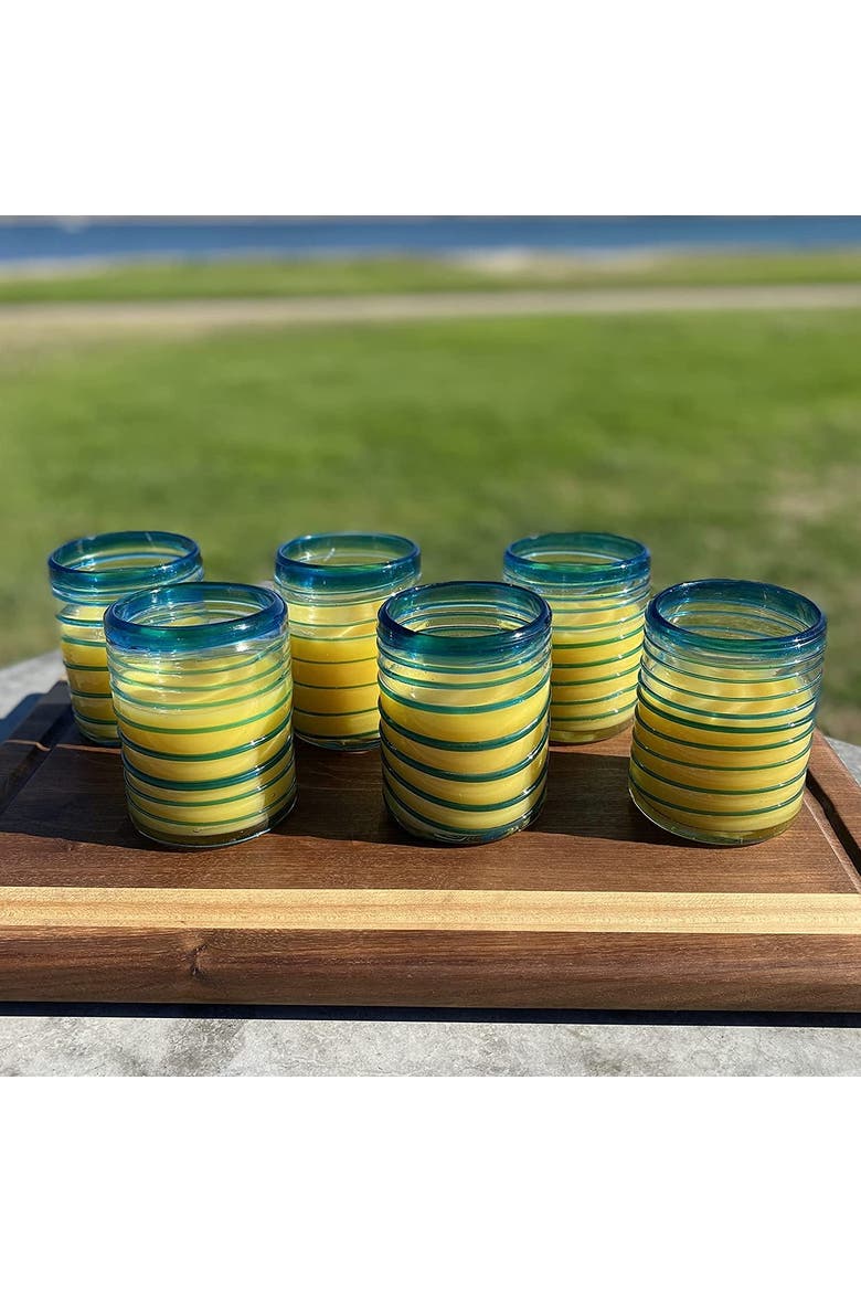 Tumbler Glasses with Spiral  - Set of 6 Tumbler, Alternate, color, Aqua
