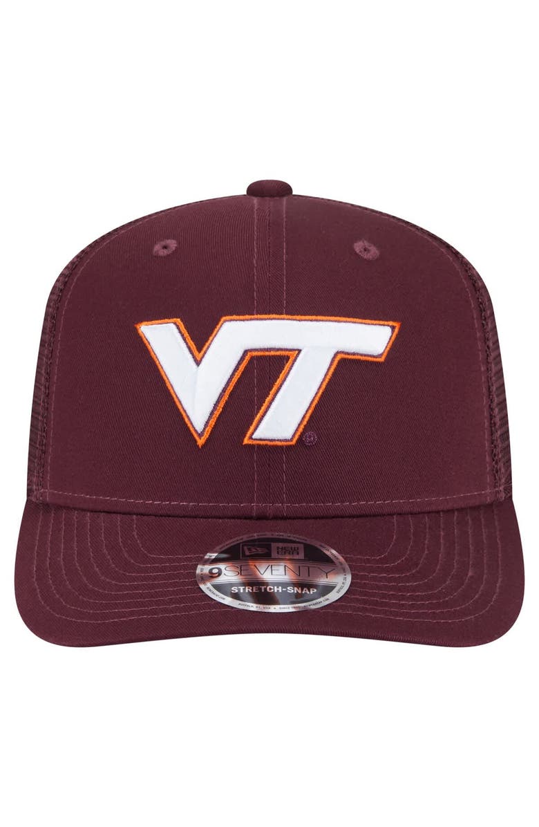 New Era Men's New Era Maroon Virginia Tech Hokies Primary 9SEVENTY Trucker Stretch-Snap Hat, Alternate, color, 
