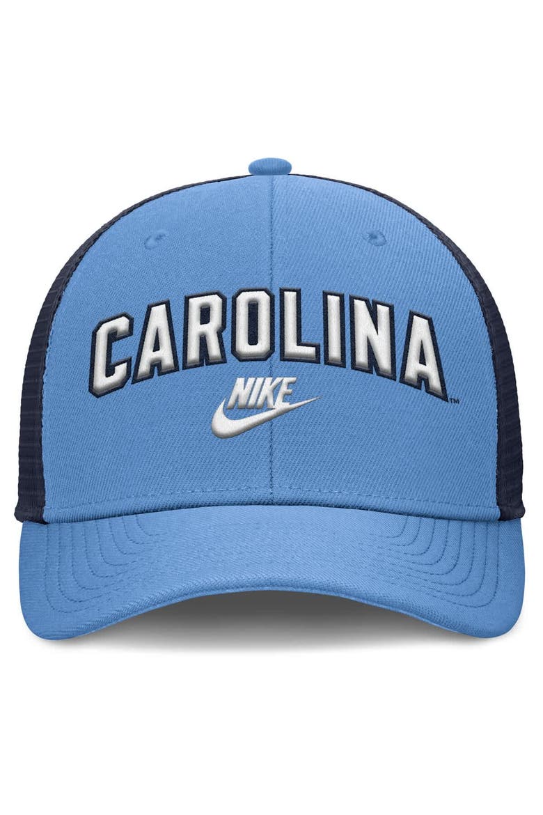 Men's Nike Carolina Blue/Navy North Carolina Tar Heels Legacy Arch Rise Performance Trucker Adjustable Hat, Alternate, color, Light Blue