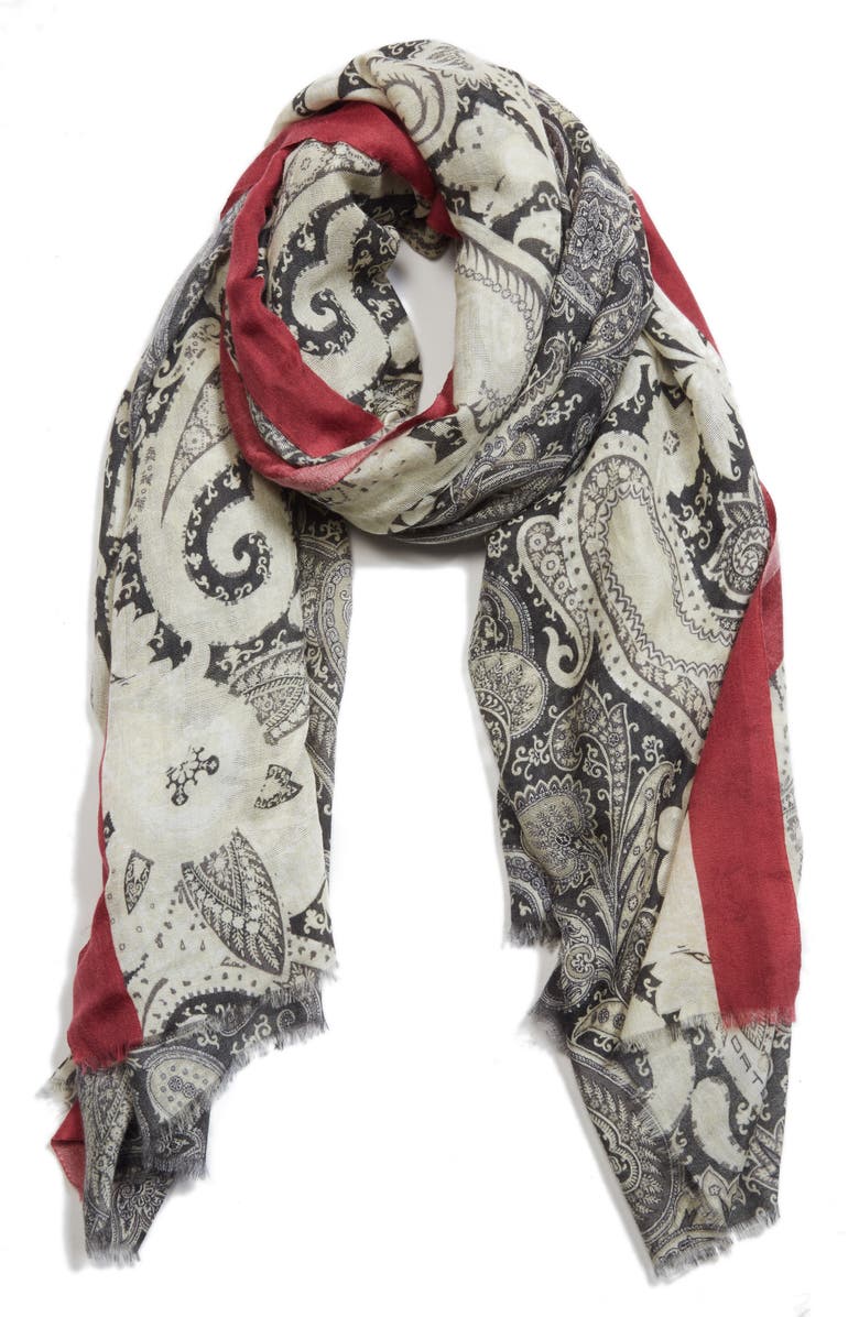Etro Stamp Paisley Print Cashmere Wrap, Alternate, color, 