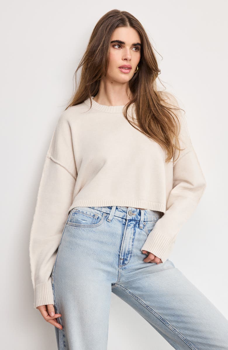 Good American Cozy Crewneck Sweater, Alternate, color, Vanilla001