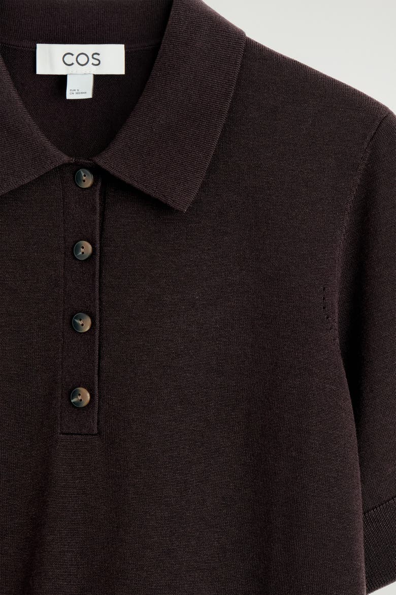 Shrunken Wool-Blend Polo Shirt, Alternate, color, DARK BROWN