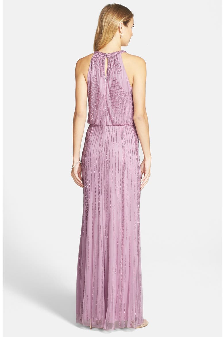 Beaded Blouson Gown, Alternate, color, ICY LILAC