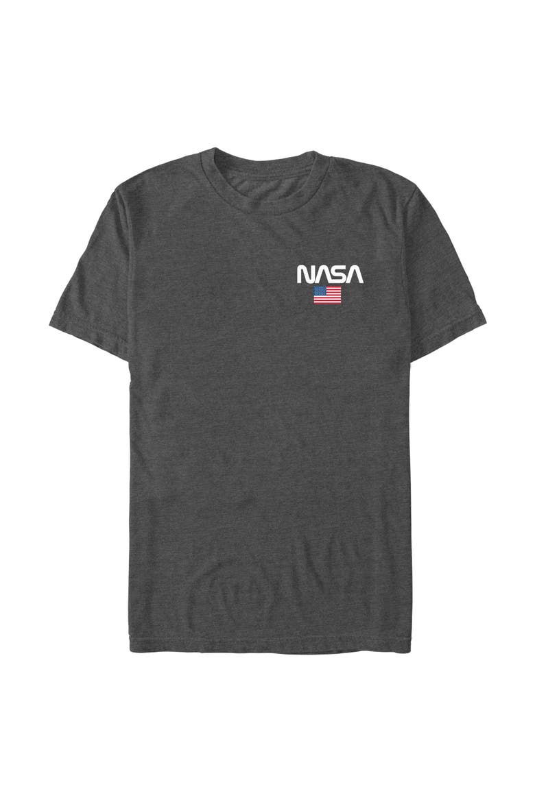 Men's NASA Pocket Flag Logo  Graphic T-Shirt, Main, color, Dark Heather