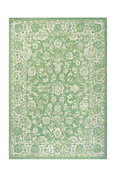 Tela Bohemian Textured Weave Floral Indoor/Outdoor Area Rug