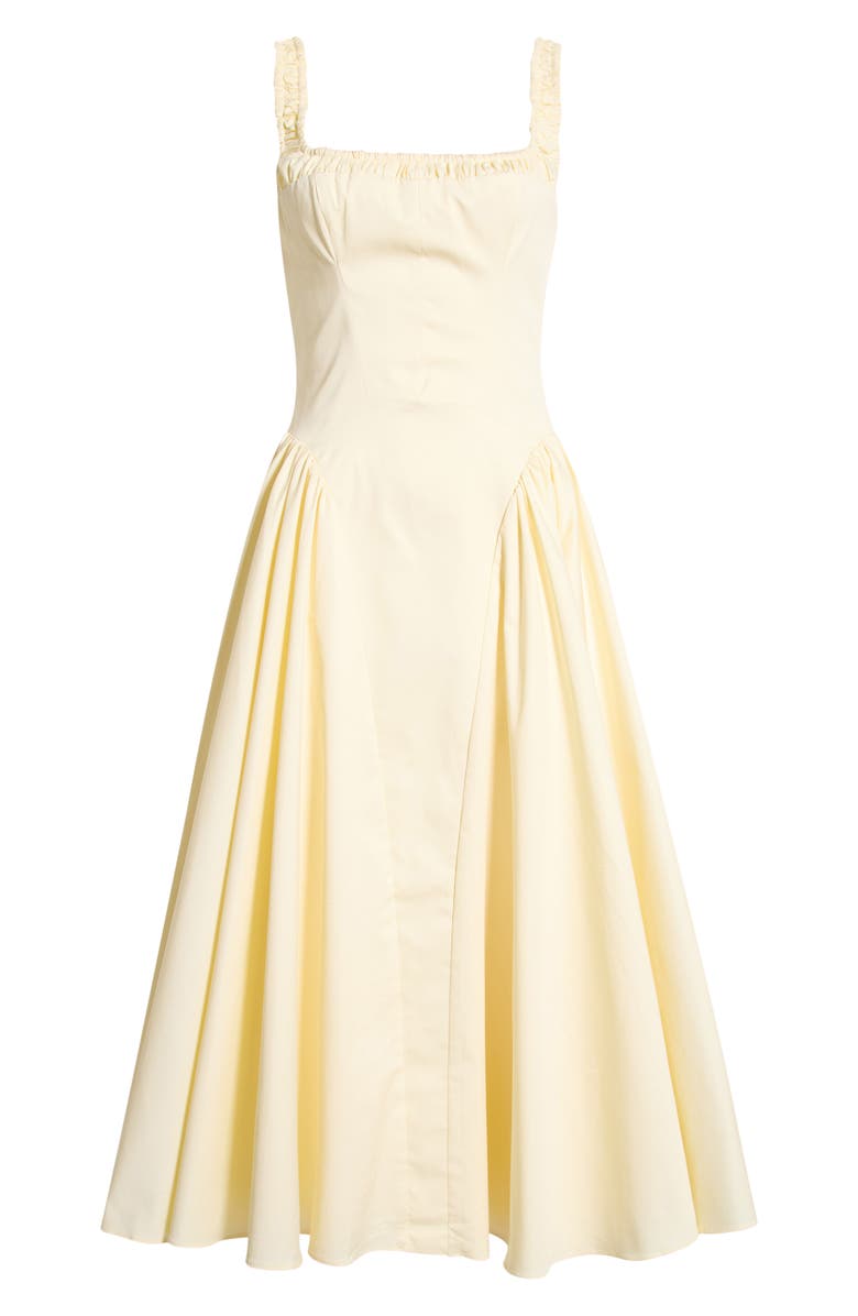 HOUSE OF CB Dorothy Stretch Pima Cotton Cocktail Midi Dress, Main, color, Lemon