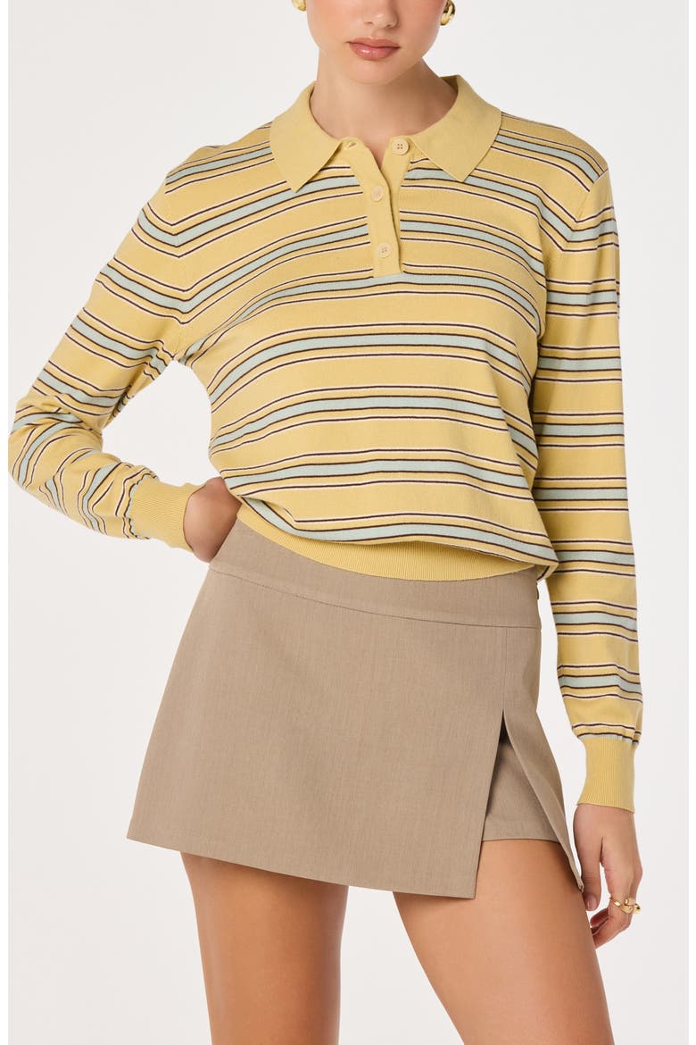 Dora Polo Sweater, Main, color, YELLOW STRIPE