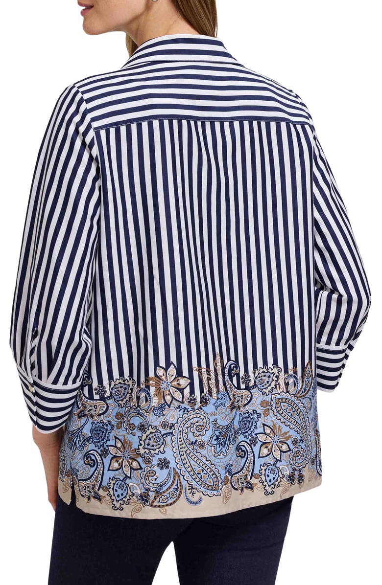 Foxcroft Julia Stripe Paisley Shirt, Alternate, color, Blue Multi