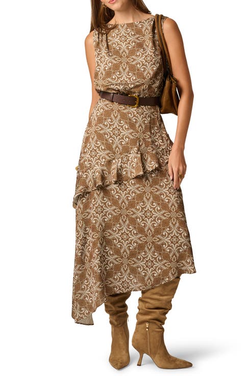 Belted Satin Midi Dress