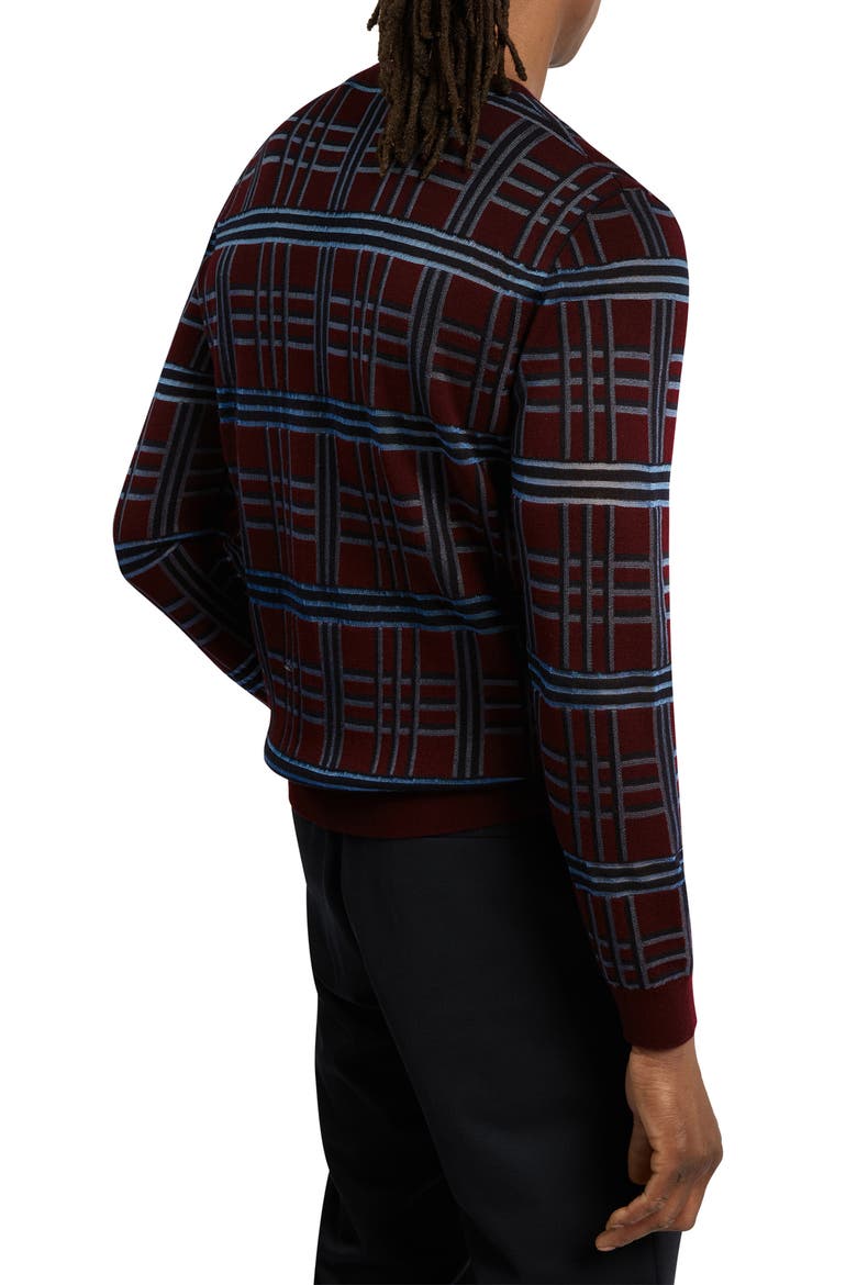 Eatton Plaid Crewneck Sweater, Alternate, color, MAROON