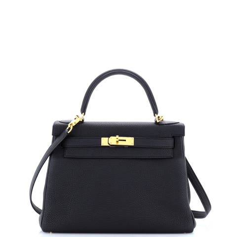 Kelly Handbag Black Togo with Gold Hardware 28