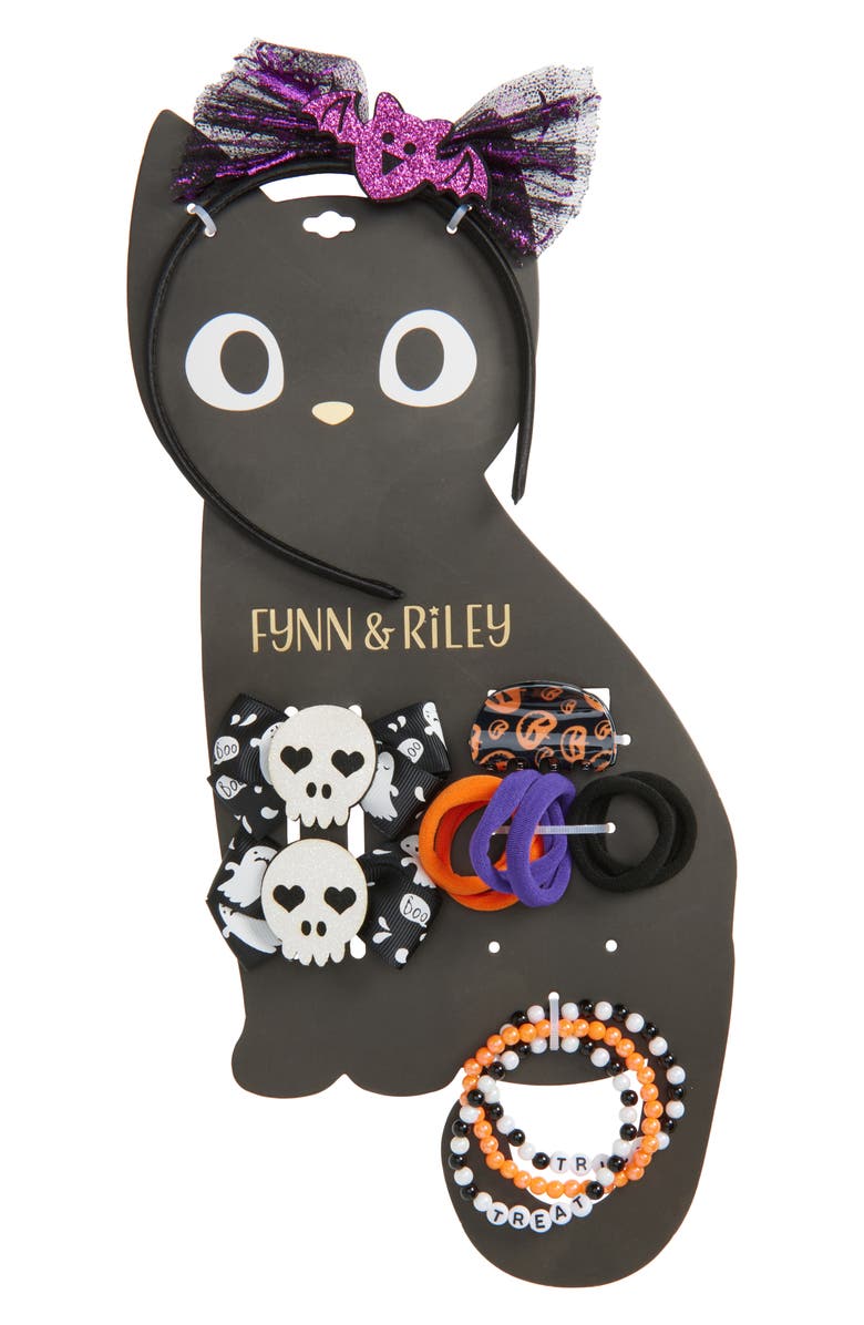 FYNN AND RILEY Kids' Assorted Black Cat Halloween Hair Accessory Set, Main, color, Multi