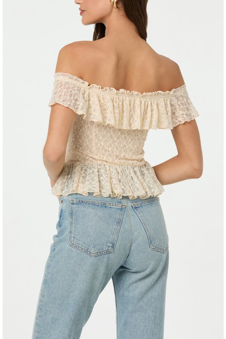 ASTR the Label Off the Shoulder Lace Peplum Top (Women