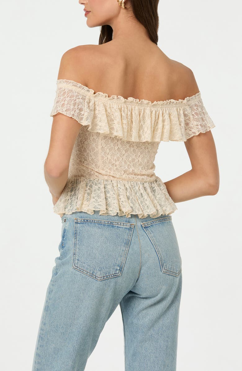 ASTR the Label Off the Shoulder Lace Peplum Top, Alternate, color, Ivory
