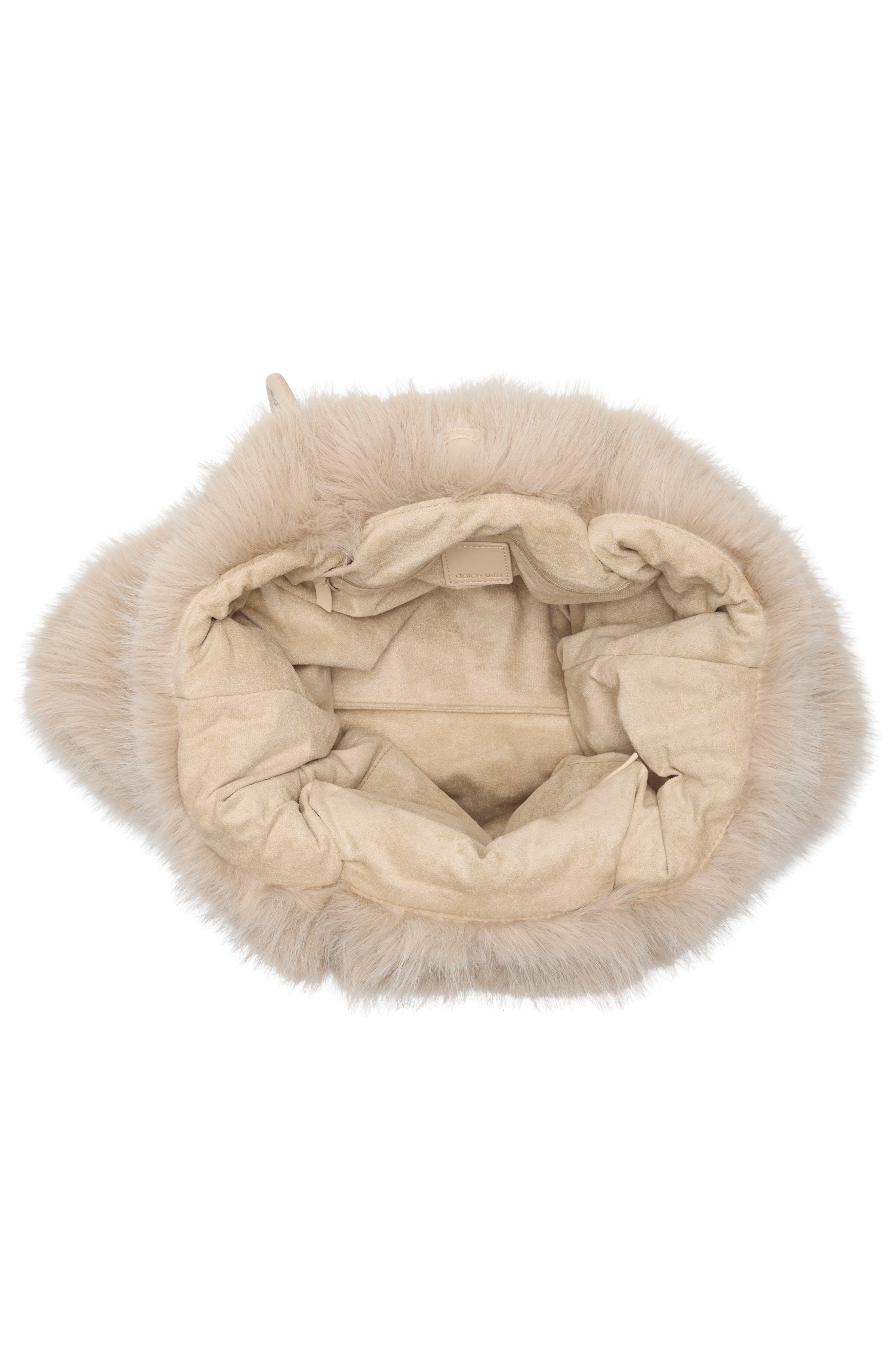 Noor Faux Fur Tote, Alternate, color, IVORY