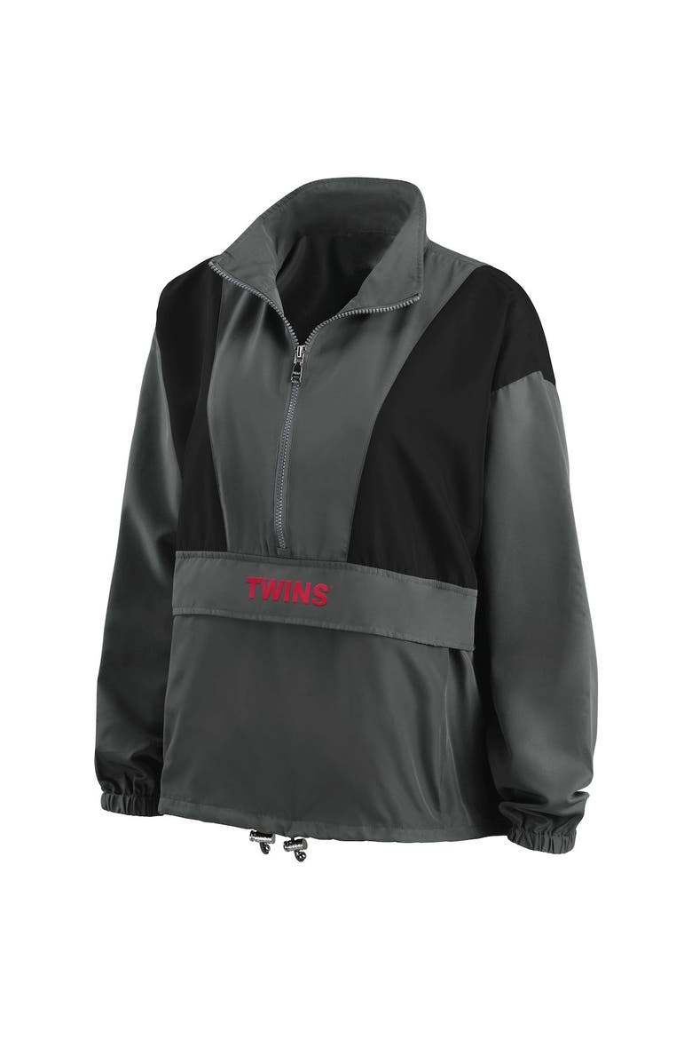 Women's WEAR by Erin Andrews Charcoal Minnesota Twins Packable Half-Zip Jacket, Alternate, color, Charcoal