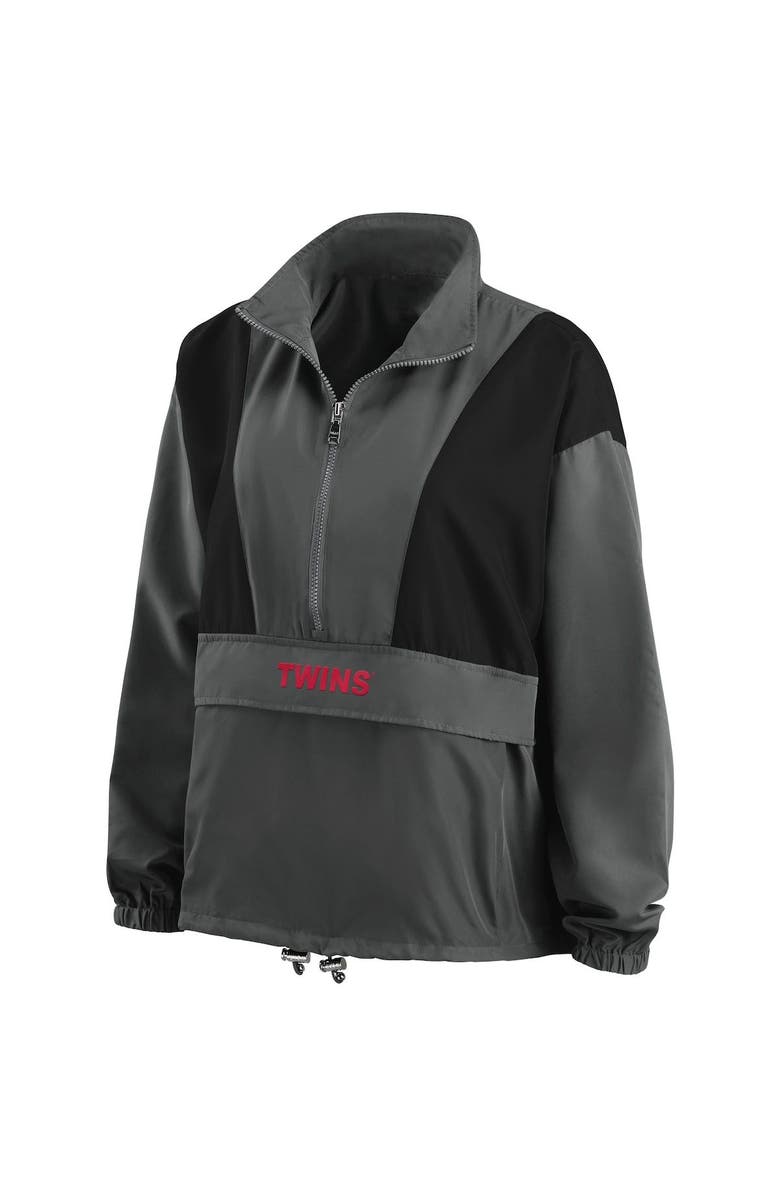 WEAR by Erin Andrews Women's WEAR by Erin Andrews Charcoal Minnesota Twins Packable Half-Zip Jacket, Alternate, color, Charcoal