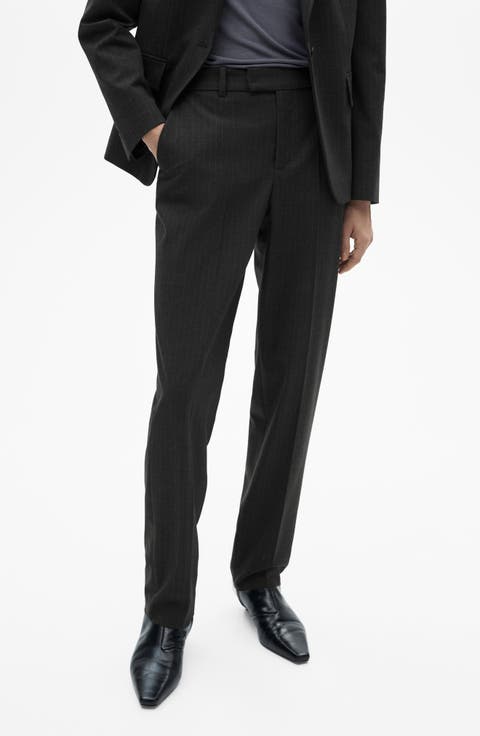 Pinstripe Straight Leg Pants