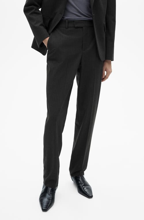 Mango Women's Pinstripe Suit Trousers In Dark Heather Grey