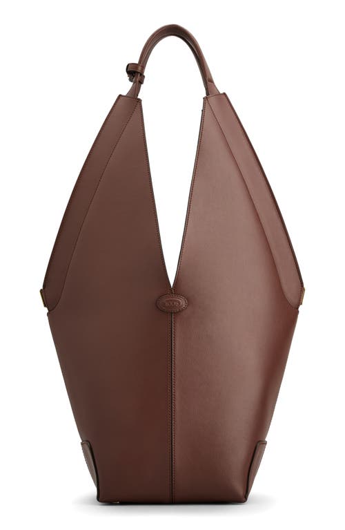 Tod's Small Sacca Leather Bucket Bag In Mogano
