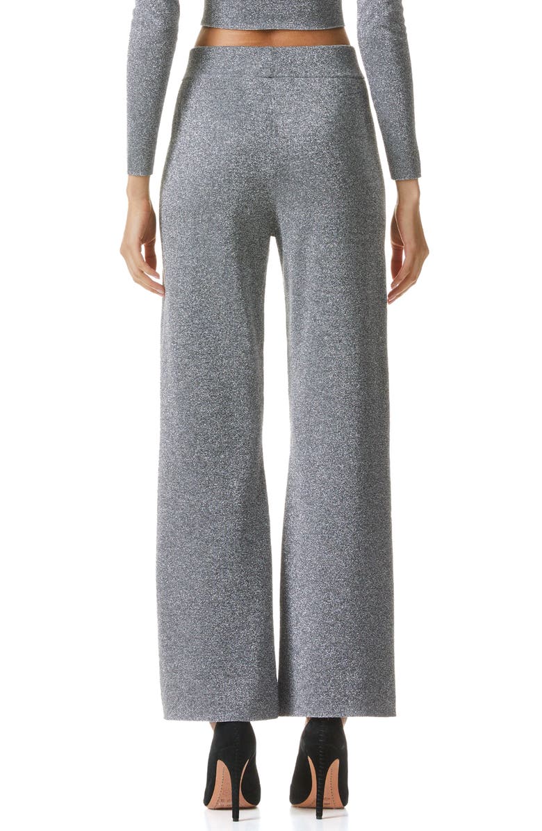 Alice + Olivia Charlize Metallic Wool Blend Wide Leg Pants, Alternate, color,