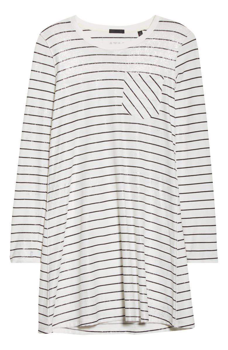 ATM Anthony Thomas Melillo Stripe Shimmer Long Sleeve T-Shirt Dress, Alternate, color, 