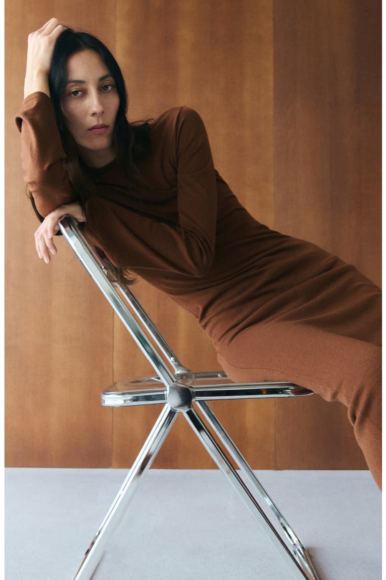 Kendrik Long Sleeve Sweater Dress, Alternate, color, CARAMEL