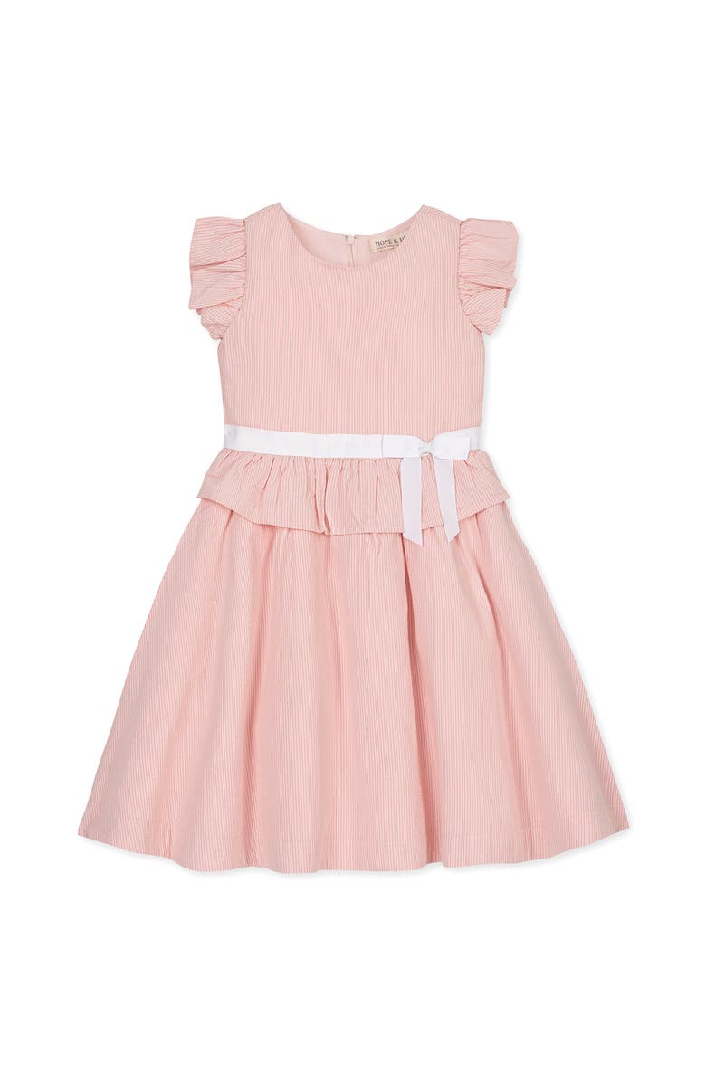 Hope & Henry Kids' Organic Seersucker Ruffle Sleeve Peplum Dress, Main, color, Tonal Rose Seersucker