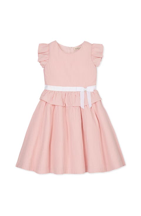 Kids' Organic Seersucker Ruffle Sleeve Peplum Dress (Toddler, Little Kid and Big Kid)