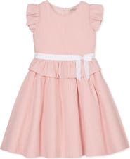 Hope & Henry Kids' Organic Seersucker Ruffle Sleeve Peplum Dress