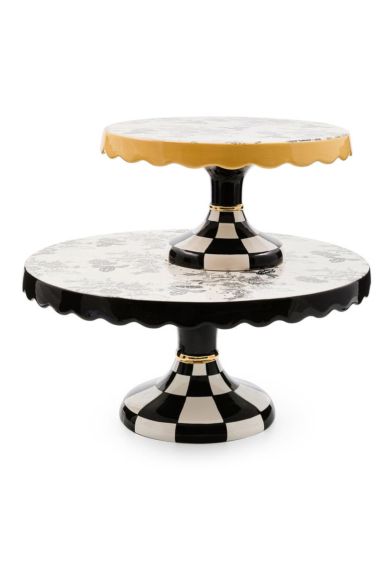 Large Bee Toile Porcelain Pedestal Platter, Alternate, color, WHITE