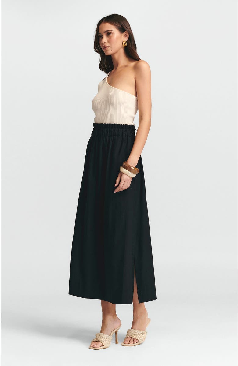 ST MRLO Meli Linen Skirt, Alternate, color, Washed Black