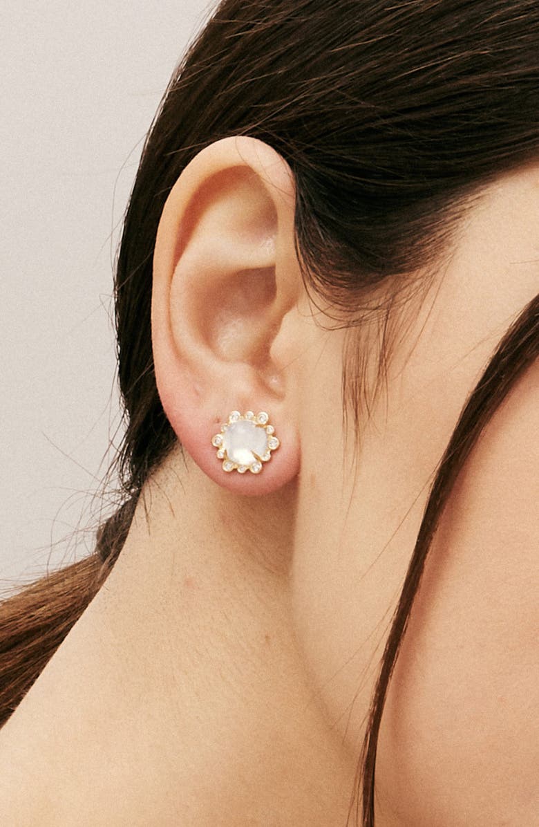 SYNA Aura Petite Studs, Alternate, color, Moon Quartz