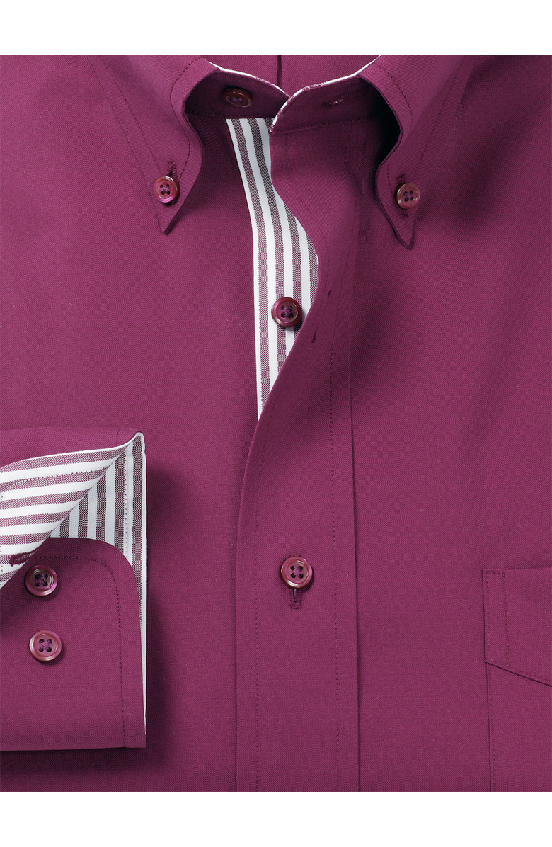 Paul Fredrick Slim Fit Non Iron Pinpoint Oxford Weave Dress Shirt with Trim, Alternate, color, Burgundy
