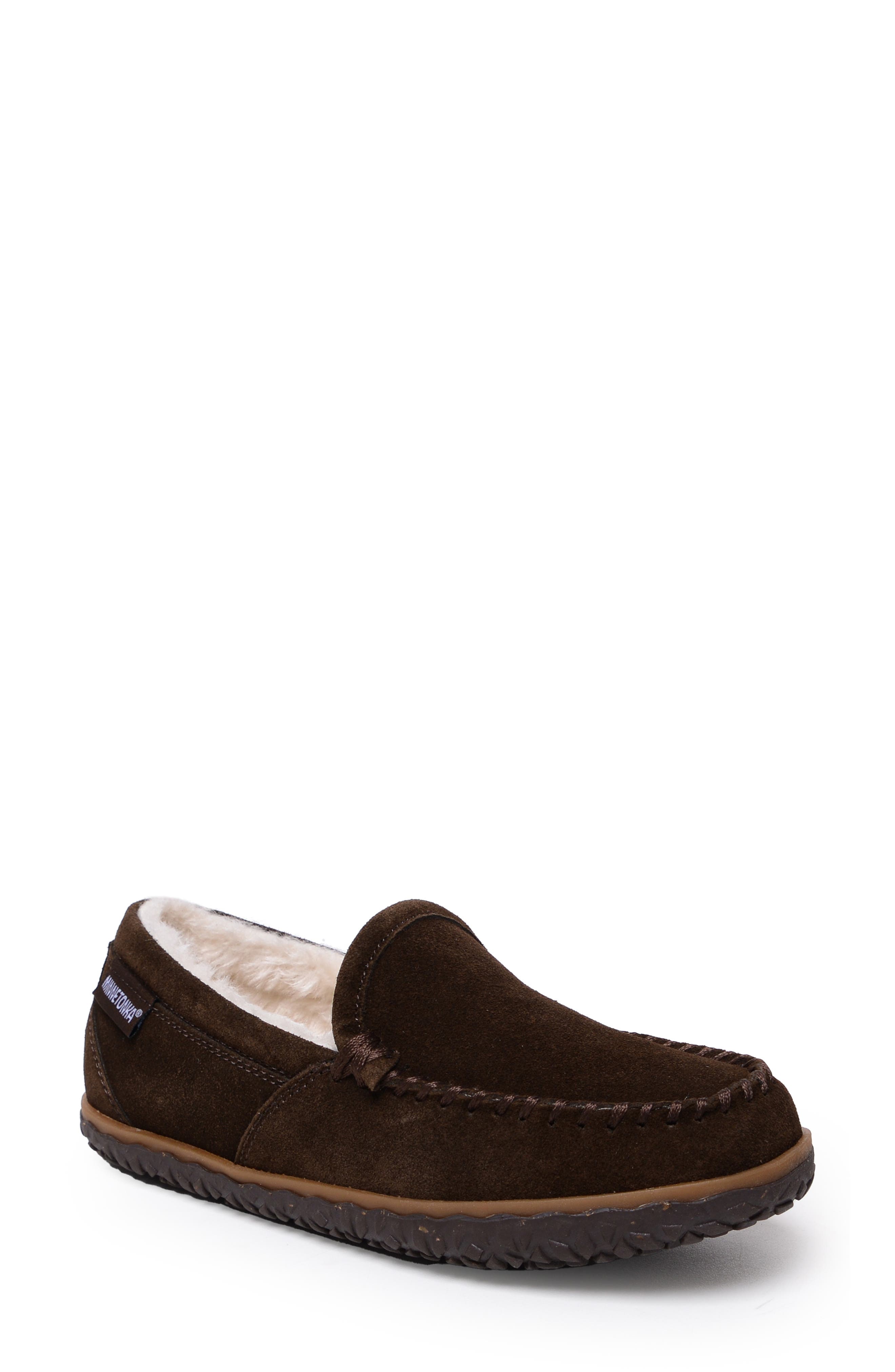 Minnetonka Tempe Slipper, Main, color, Chocolate