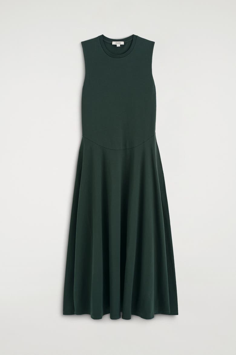 Sculptural Cotton-jersey Midi Dress, Alternate, color, DARK GREEN