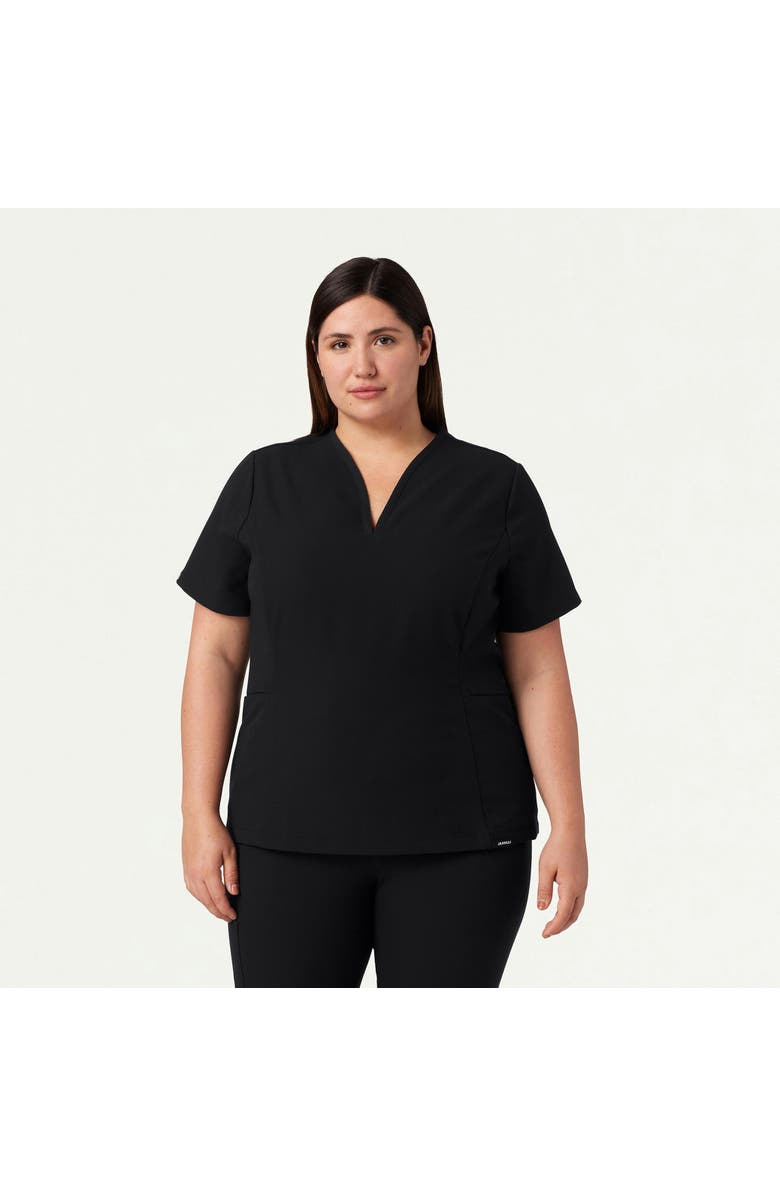 JAANUU Calix Women's 2-Pocket Tailored V-Neck Scrub Top, Alternate, color, Black
