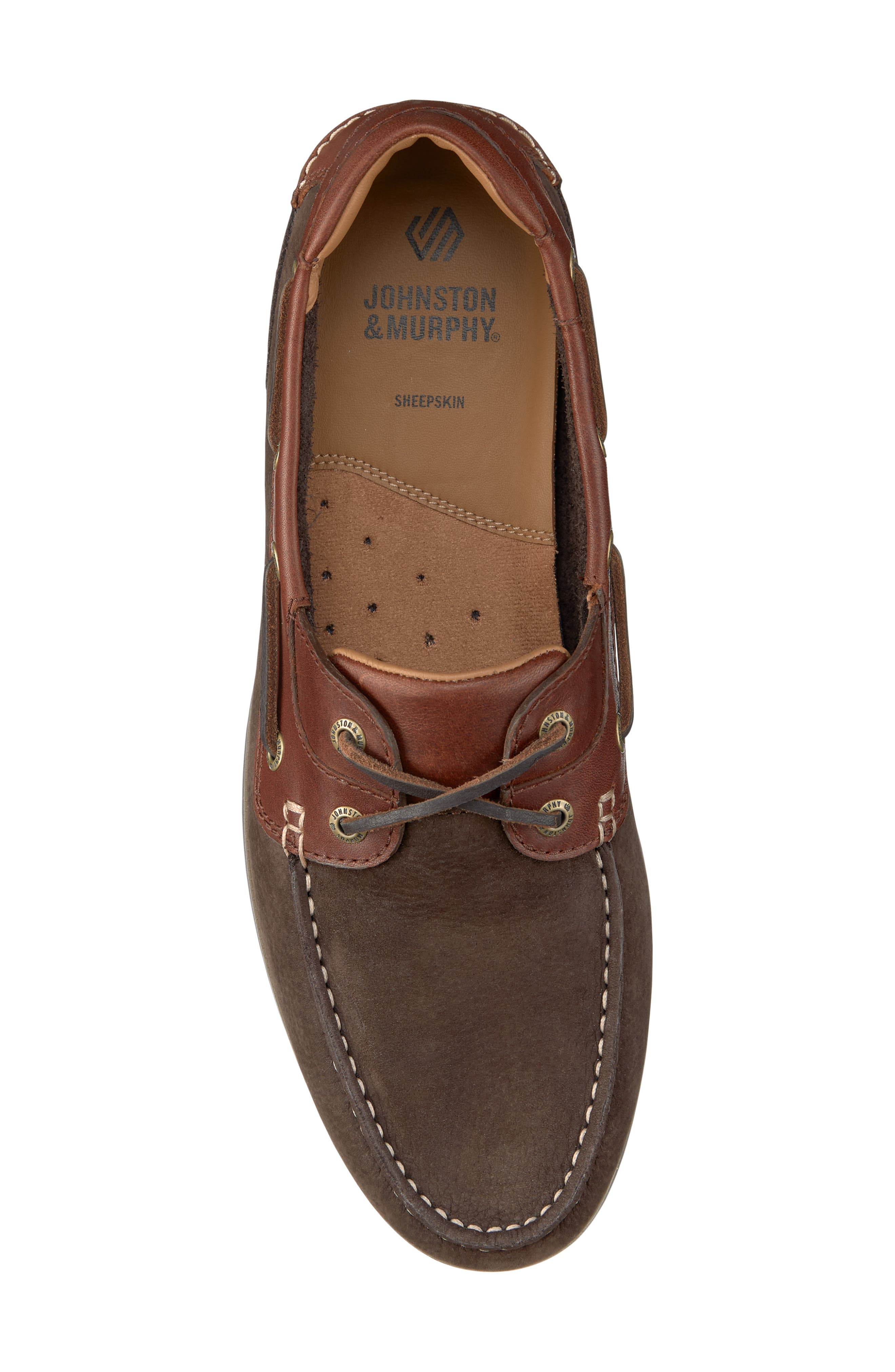 Johnston & Murphy Ventura Boat Shoe, Alternate, color, Dark Brown Nubuck/Mahogany