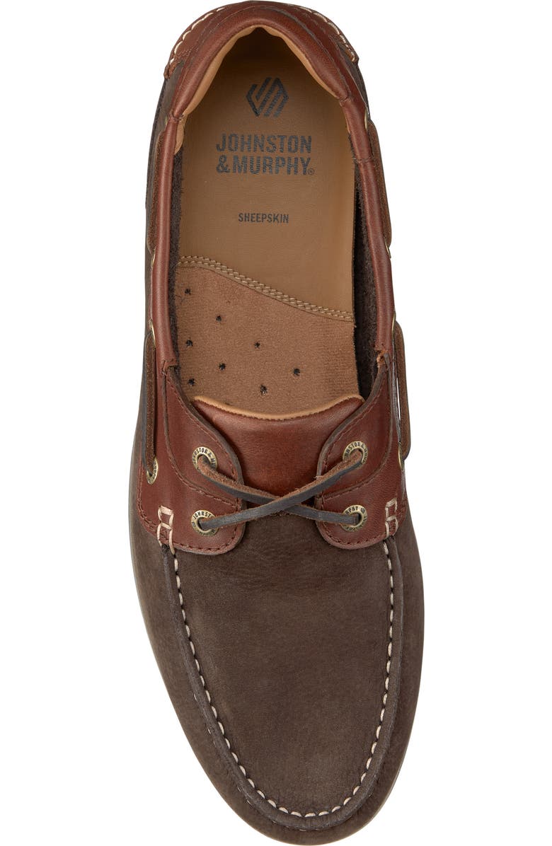 Johnston & Murphy Ventura Boat Shoe, Alternate, color, Dark Brown Nubuck/Mahogany