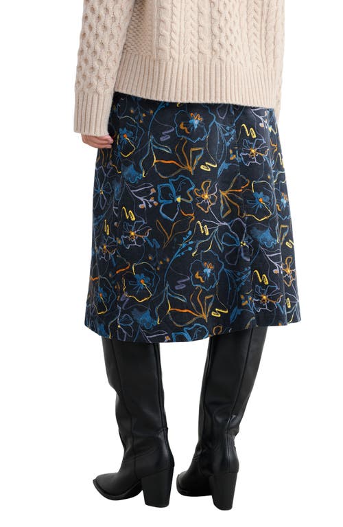 Seasalt Cornwall Forest View Floral Organic Cotton Corduroy A-line Skirt In Blue