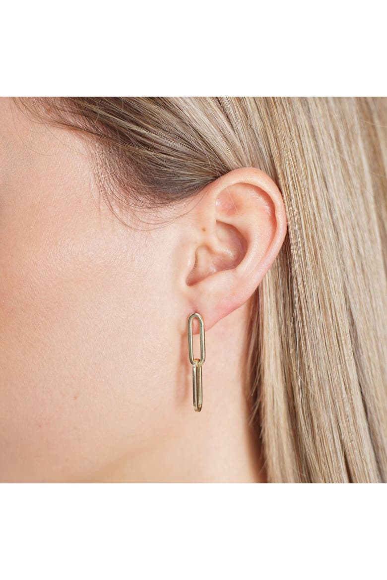 Double Link Paperclip Drop Earrings, Alternate, color, Yellow Gold