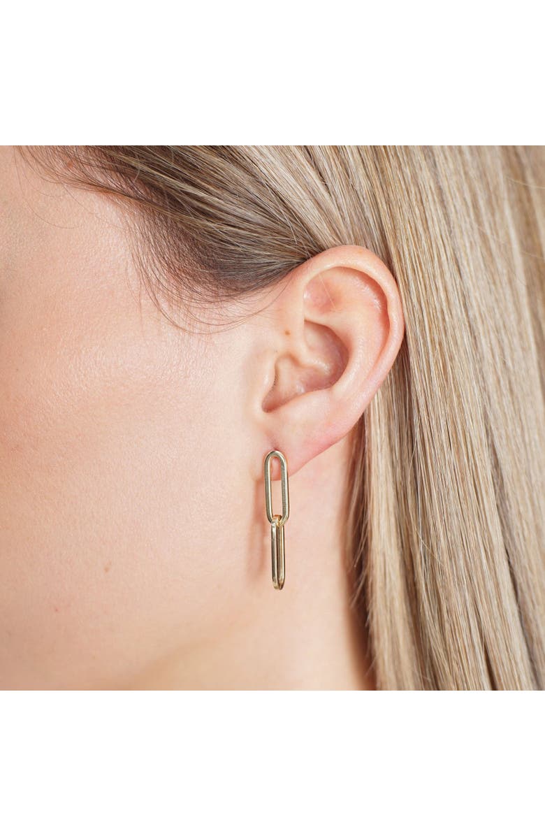 The Lovery Fine Jewelry Double Link Paperclip Drop Earrings, Alternate, color, Yellow Gold