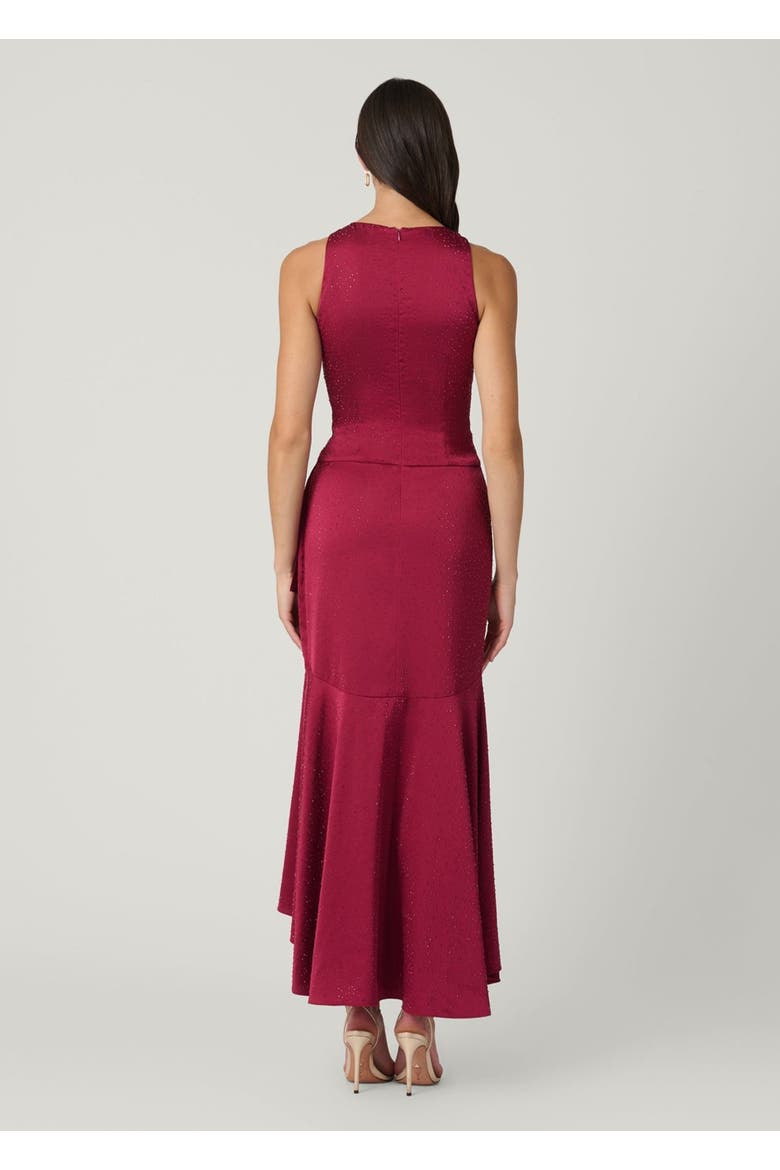 Midnight Verena Crystal Stretch Satin Dress, Alternate, color, Wine