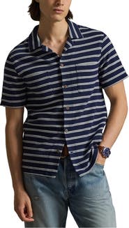 Polo Ralph Lauren Stripe Pointelle Camp Shirt