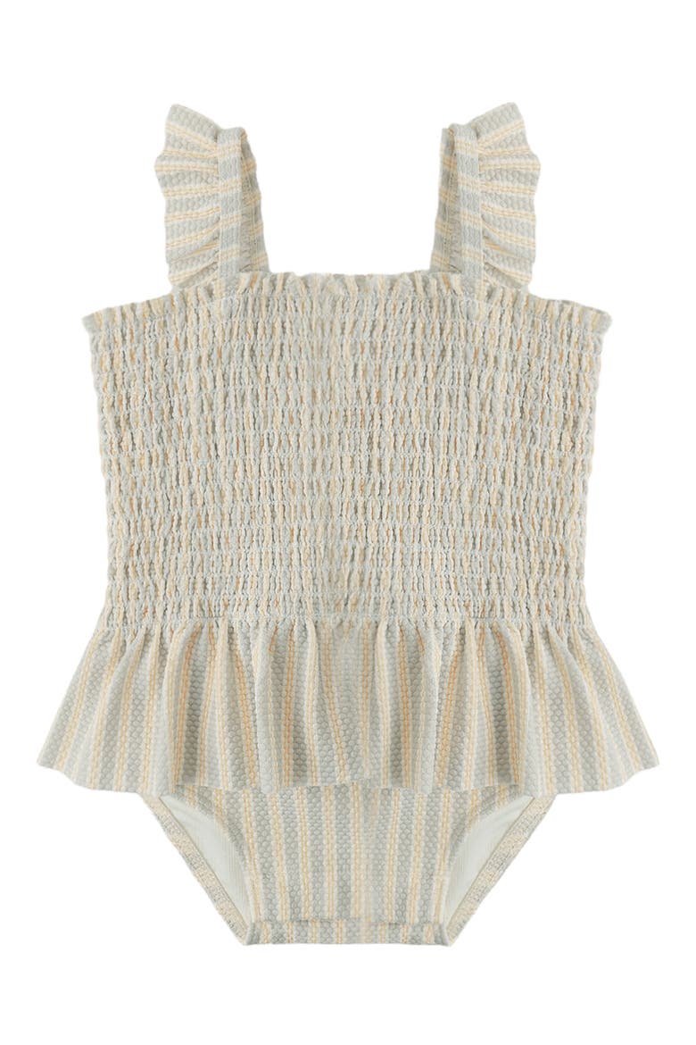 Kids' Ruffle Smocked UPF 50+ One-Piece Swimsuit, Alternate, color, BLUE