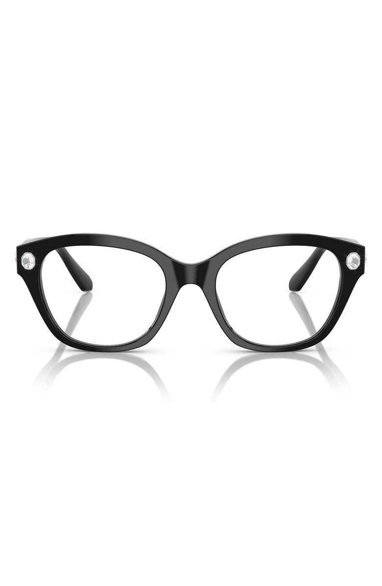 Swarovski 51mm Pillow Optical Glasses, Main, color, Black