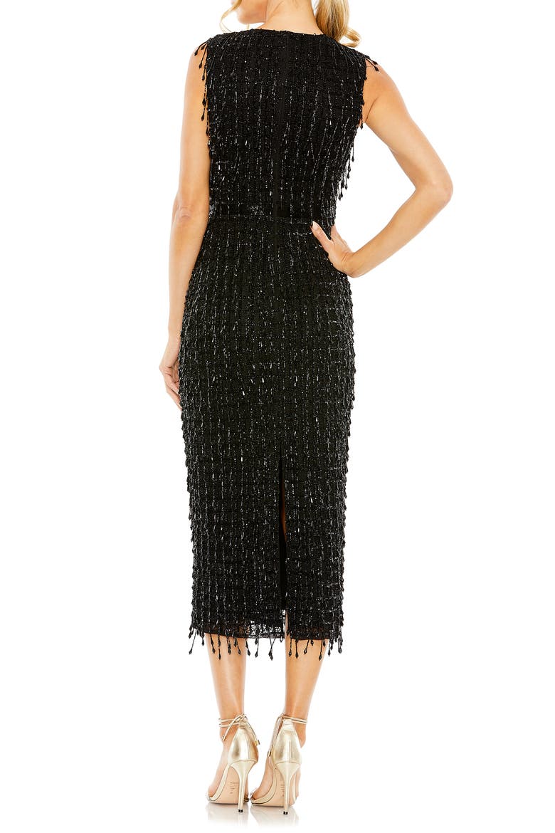 Dazzling Sleeveless High Neck Beaded Midi Sheath Dress, Alternate, color, BLACK