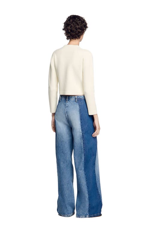 Sandro Rib Knit Cardigan In Ecru