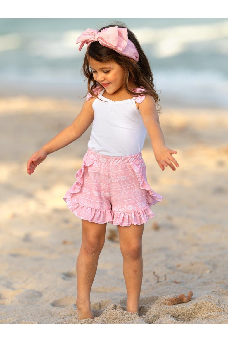 Girls Love Those Frills Top and Ruffle Short Set, Alternate, color, Pink