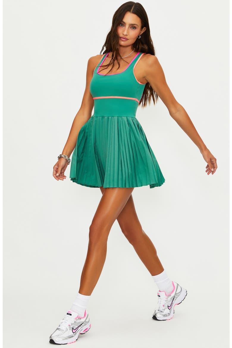 Antonia Pleated Colorblock Minidress, Alternate, color, RALLY GREEN COLORBLOCK